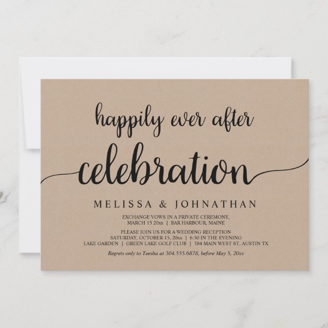 Happily Ever After Wedding Elopement Celebration Invitation (Front)