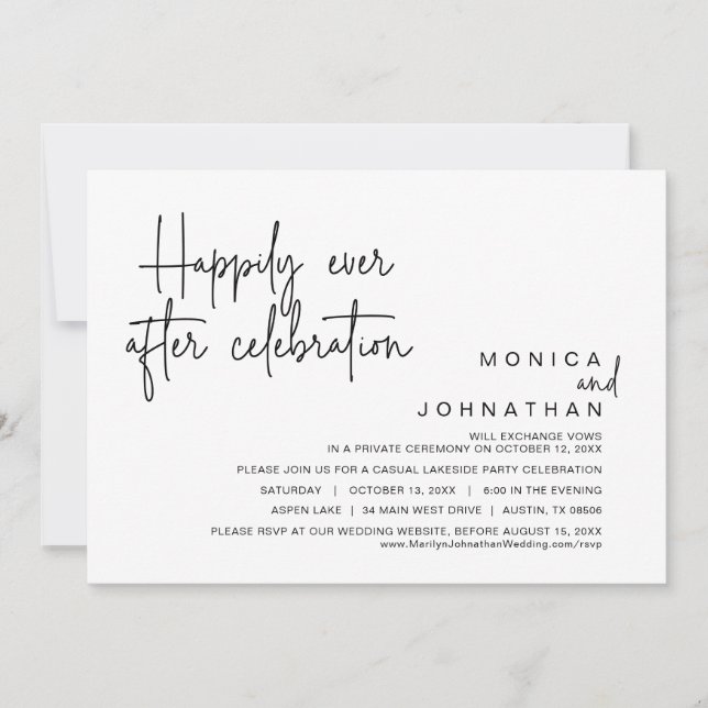 Happily Ever After, Wedding Elopement Celebration Invitation (Front)