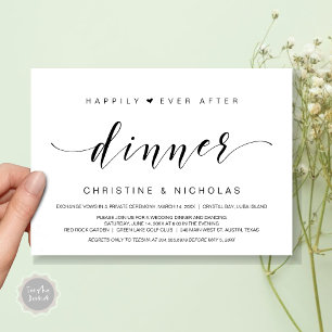 Happily ever After, Wedding Elopement Dinner Invitation