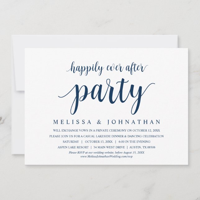 Happily Ever After Wedding Elopement Dinner Party  Invitation (Front)