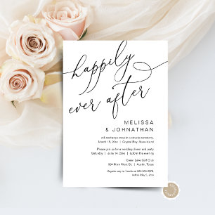 Happily Ever After, Wedding Elopement Dinner Party Invitation