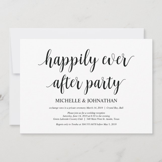 Happily ever after, Wedding Elopement Invites (Front)