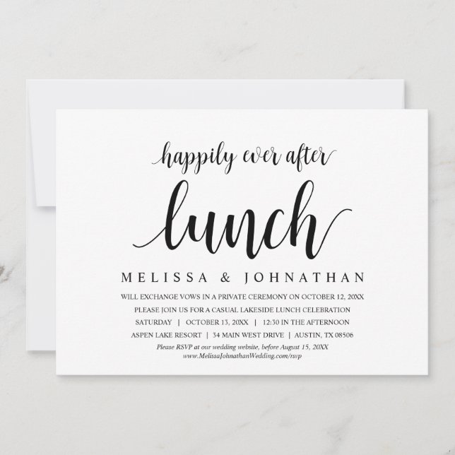 Happily Ever After Wedding Elopement Lunch Invitat Invitation (Front)