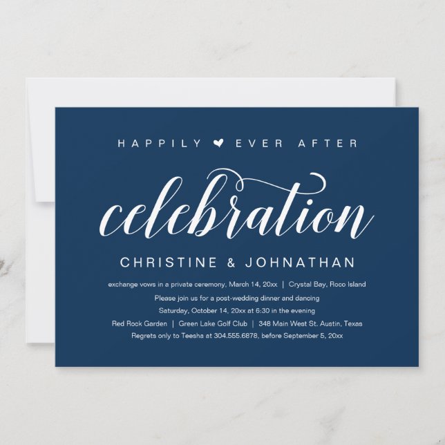 Happily Ever After, Wedding Elopement Party Invita Invitation (Front)