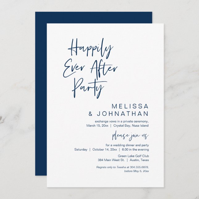 Happily Ever After, Wedding Elopement Party Invita Invitation (Front/Back)