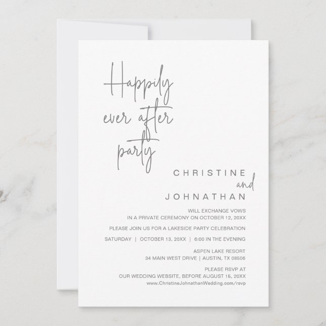 Happily Ever After Wedding Elopement Party Invitat Invitation (Front)