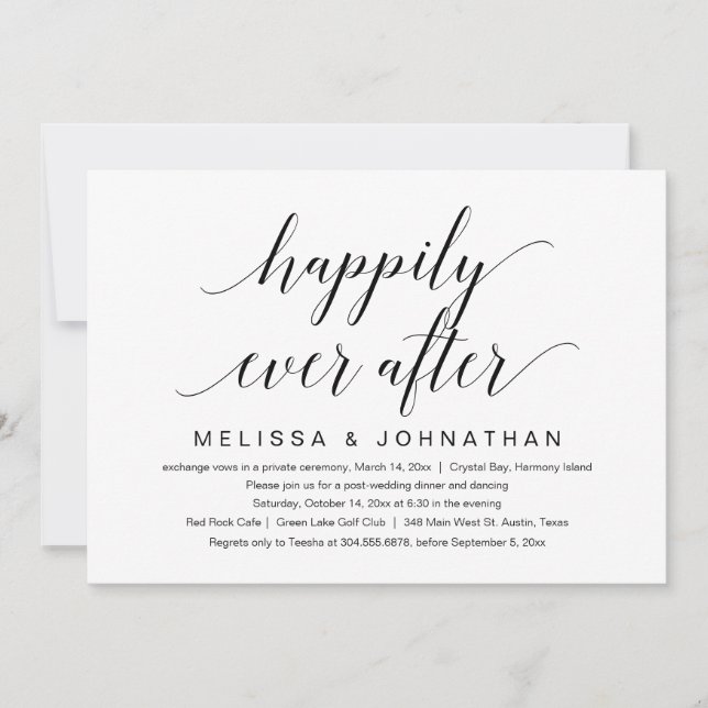 Happily Ever After Wedding Elopement Party Invitat Invitation (Front)