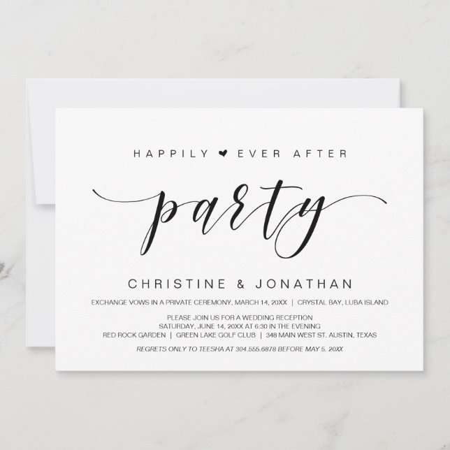 Happily ever After, Wedding Elopement Party Invitation (Front)