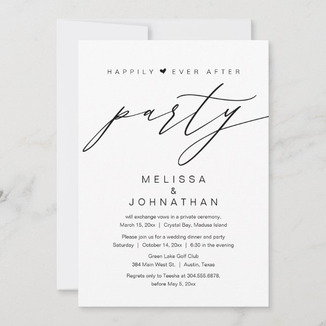 Happily Ever After, Wedding Elopement Party Invitation (Front)