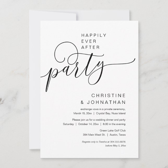 Happily Ever After Wedding Elopement Party Invitation (Front)