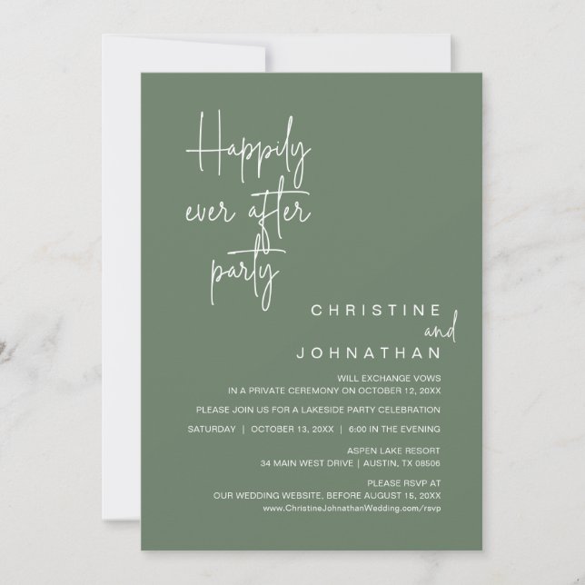 Happily Ever After Wedding Elopement Party Invitation (Front)