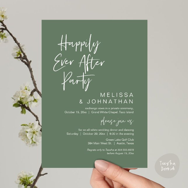 Happily Ever After, Wedding Elopement Party Invitation (Happily Ever After Party Invitation Card, PDF, Wedding Elopement Dinner Brunch Lunch, Classy Black)