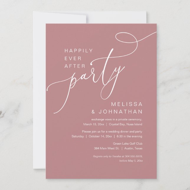 Happily Ever After Wedding Elopement Party Invitation (Front)
