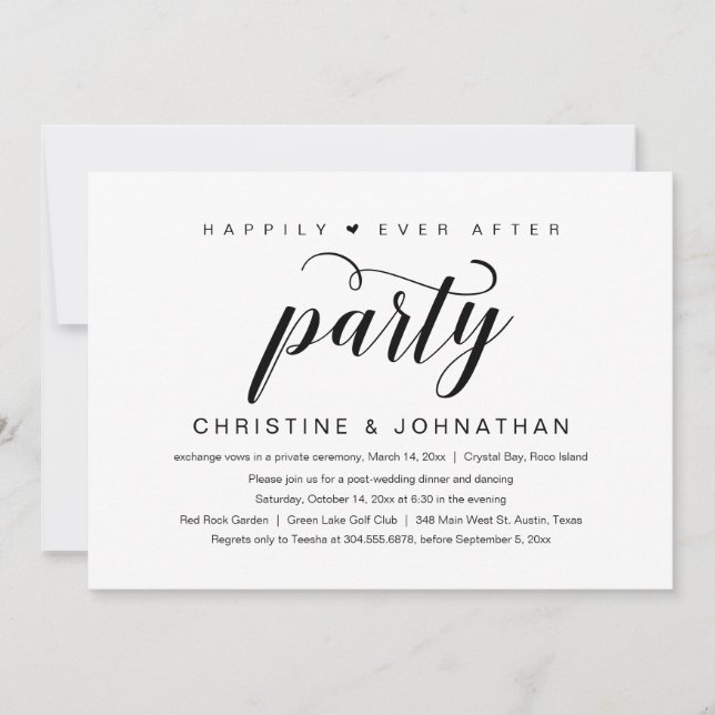 Happily Ever After, Wedding Elopement Party Invitation (Front)