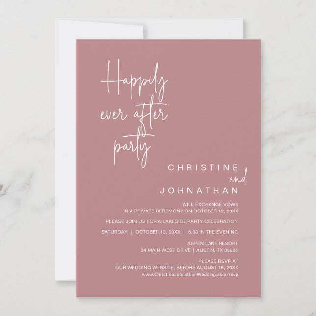 Happily Ever After Wedding Elopement Party Invitation (Front)