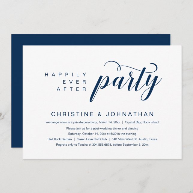 Happily Ever After, Wedding Elopement Party Invitation (Front/Back)