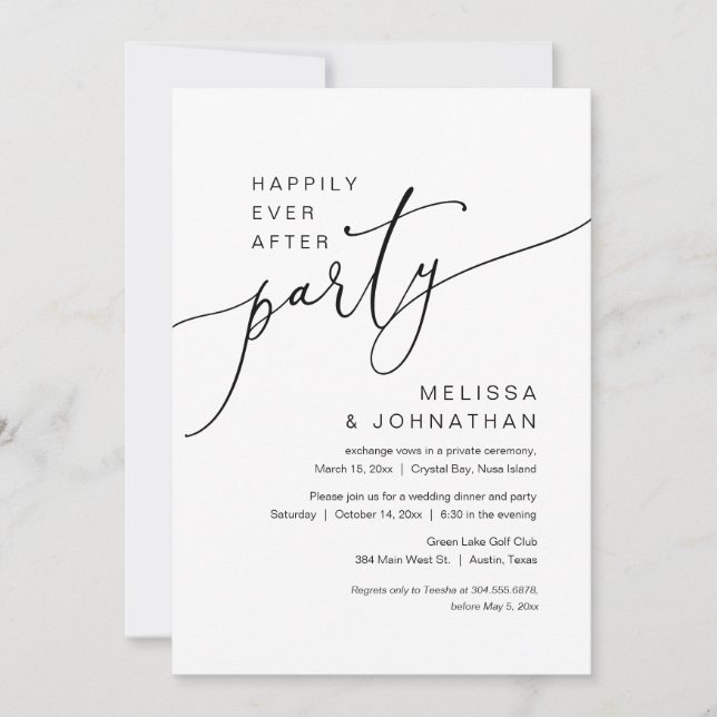 Happily Ever After Wedding Elopement Party Invitation (Front)