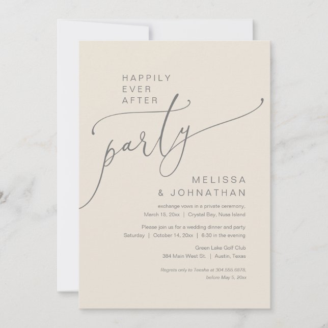 Happily Ever After Wedding Elopement Party Invitation (Front)
