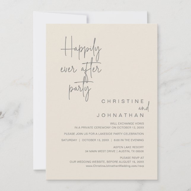 Happily Ever After Wedding Elopement Party Invitation (Front)