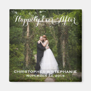 Happily Ever After Wedding Favor Photo Magnet