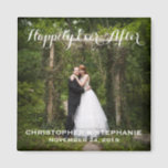 Happily Ever After Wedding Favour Photo Magnet<br><div class="desc">A lovely keepsake for your wedding guests,  a photo portrait of the happy couple framed with "Happily Ever After" or the text of your choice,  as well as bride and groom's names and wedding date.</div>