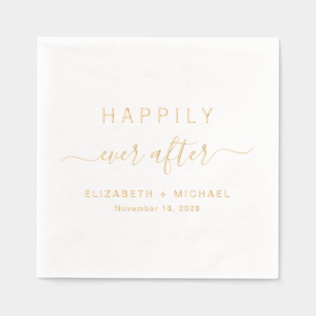 Happily Ever After Wedding Foil Napkins (Front)