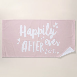Happily ever after wedding honeymoon beach towel