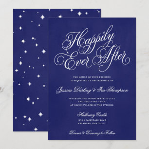 Happily Ever After Wedding Invitation Royal Blue
