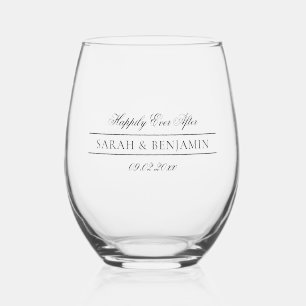 Happily Ever After Wedding Keepsake Gift Stemless Wine Glass