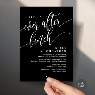 Happily Ever After Wedding Lunch, Classy Black Invitation