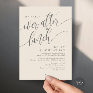 Happily Ever After Wedding Lunch, Dark Grey Cream Invitation