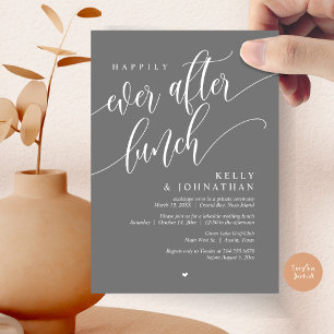 Happily Ever After Wedding Lunch, Dark Grey Invitation
