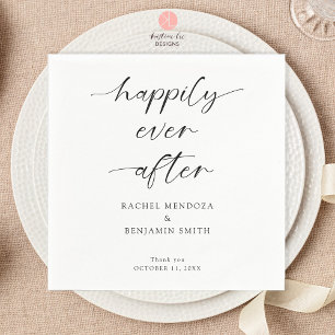 Happily Ever After Wedding Minimal Script Elegant Napkin