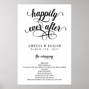 Happily Ever After Wedding Order of Ceremony Sign