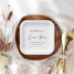 Happily Ever After Wedding Paper Plate<br><div class="desc">Chic paper plates for your wedding reception,  engagement party,  rehearsal dinner and other wedding celebrations that feature "Happily Ever After" in simple typography and a stylish modern script,  your names joined together by a heart and your reception date.</div>