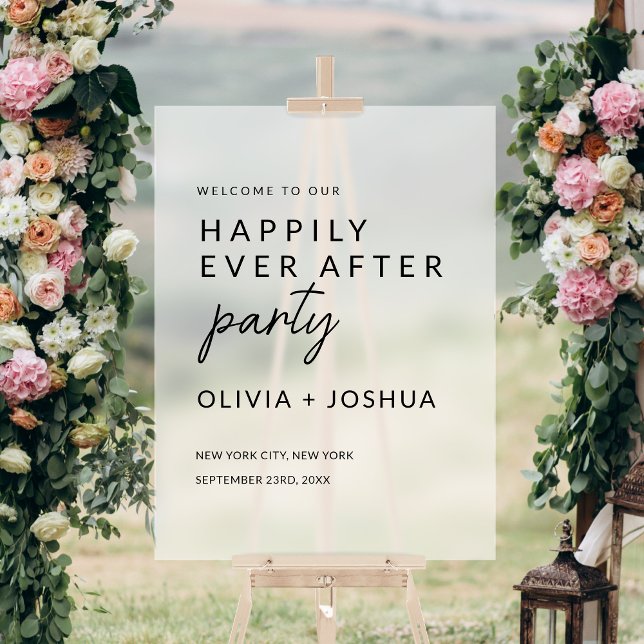 Happily Ever After Wedding Party Minimalist Acrylic Sign (Creator Uploaded)