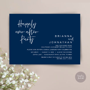 Happily Ever After Wedding Party, Navy Blue Invitation