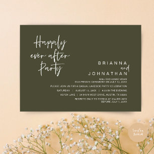 Happily Ever After Wedding Party, Olive Green Invitation