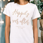 Happily ever after Wedding Personalised Beige T-Shirt<br><div class="desc">Make a statement with this personalised wedding t-shirt! The words 'Happily ever after' are written in a trendy script font,  and below you can add a custom name,  wedding date,  location or other text. A lovely gift for any bride! Colours: natural beige and white.</div>