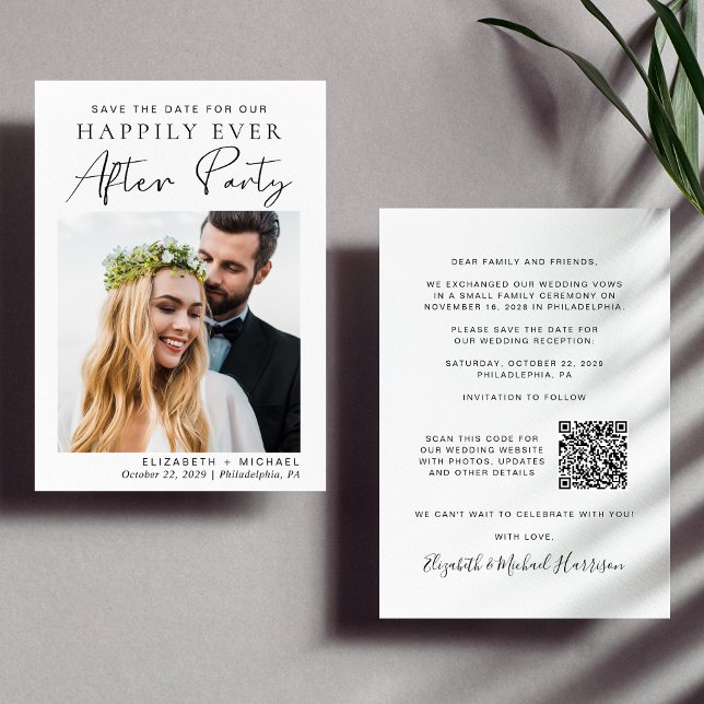 Happily Ever After Wedding Photo QR Code Reception Save The Date (Creator Uploaded)