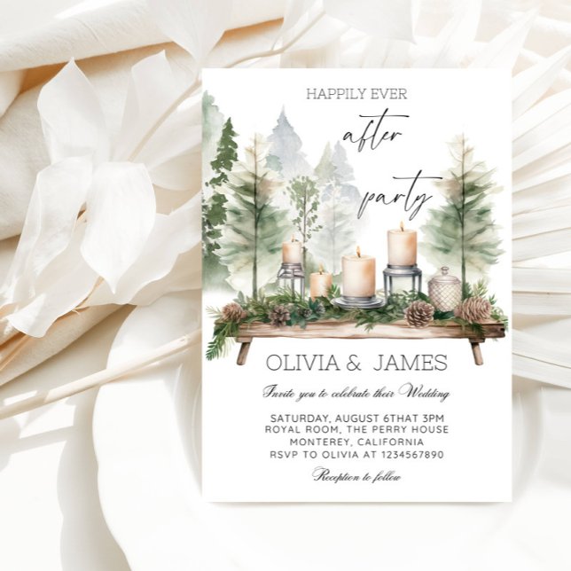   "Happily Ever After" Wedding-Pine &candles Party Invitation (Creator Uploaded)