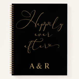 Happily Ever After Wedding Planner Gold Monogram Notebook