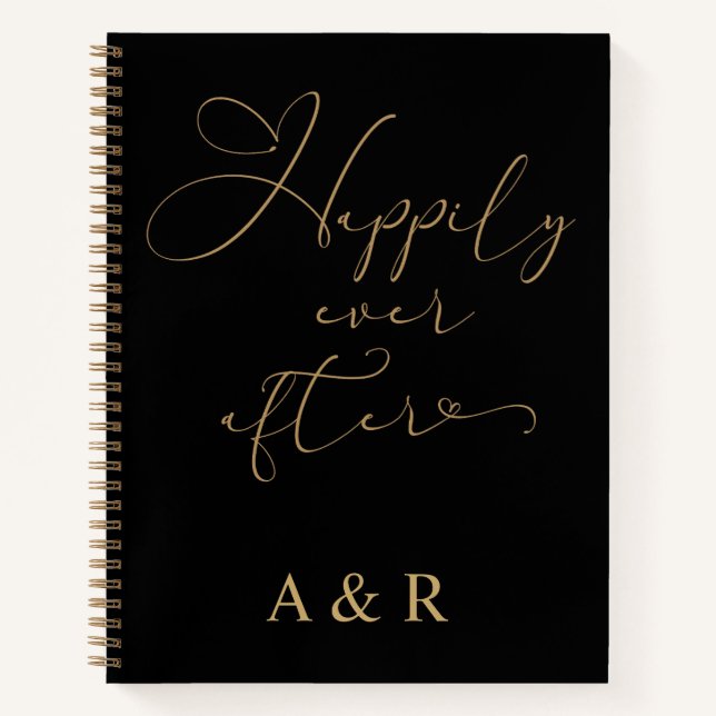 Happily Ever After Wedding Planner Gold Monogram   Notebook (Front)