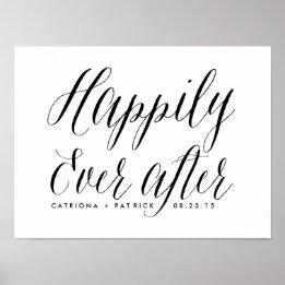 Happily Ever After Wedding Poster | Black