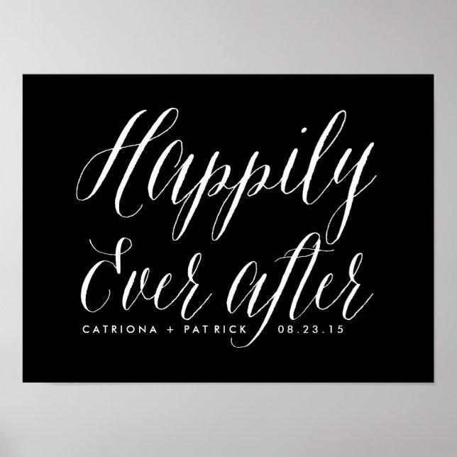 Happily Ever After Wedding Poster | Black (Front)