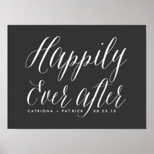 Happily Ever After Wedding Poster   Grey