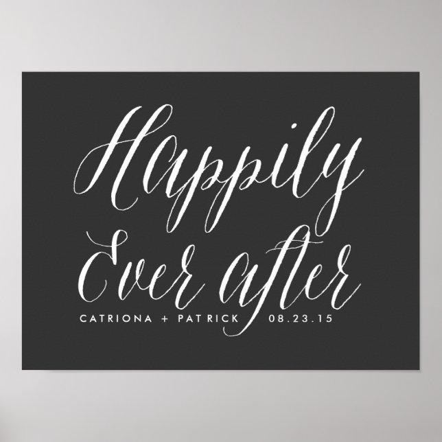 Happily Ever After Wedding Poster | Grey (Front)