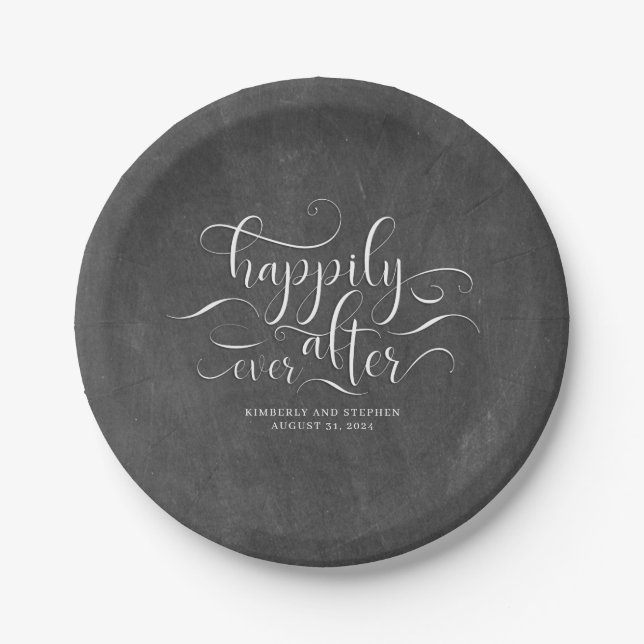Happily Ever After Wedding Reception Paper Plate (Front)