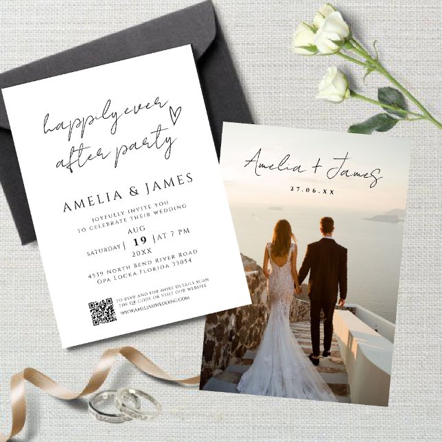 Happily Ever After Wedding Reception QR Code Photo Invitation (Creator Uploaded)