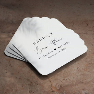 Happily Ever After Wedding Square Paper Coaster